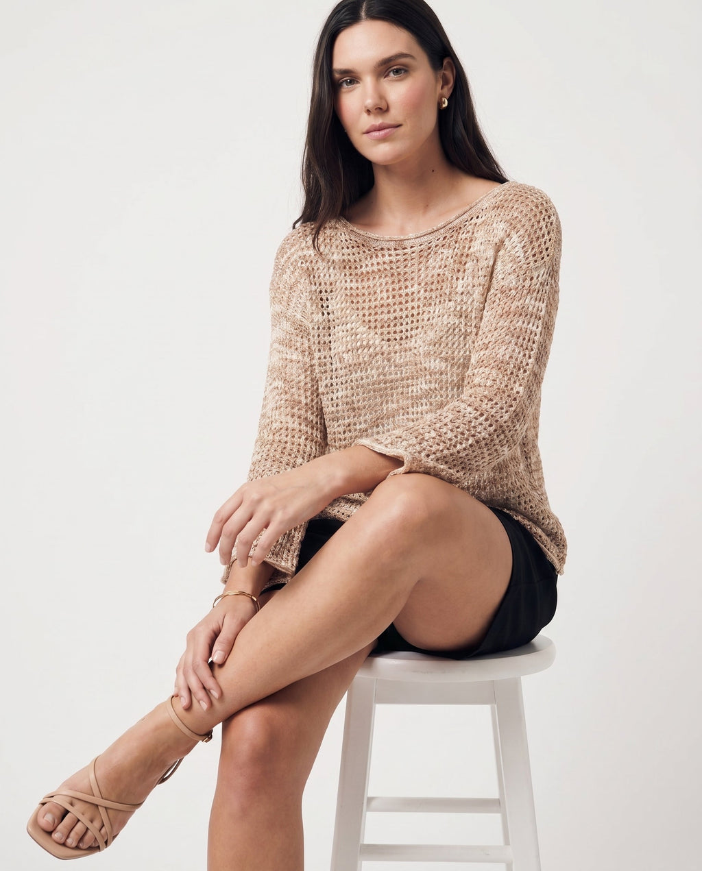 Textured Knit Long Sleeve Top Print