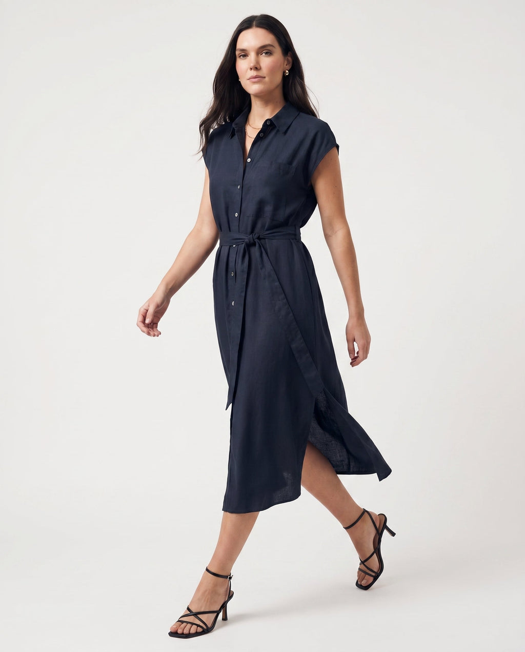 Vm Mymilo  Calf Shirt Dress Navy Blazer
