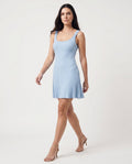 Pleated Knit Tank Mini Dress Baby Blue