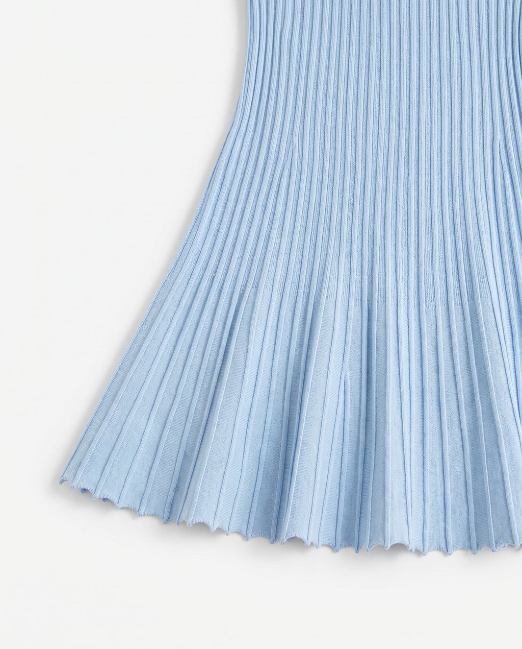 Pleated Knit Tank Mini Dress Baby Blue