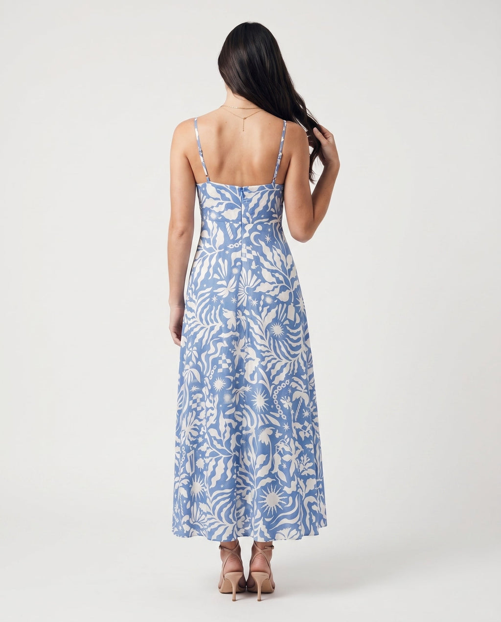 Palmetto Midi Dress Blue Cream