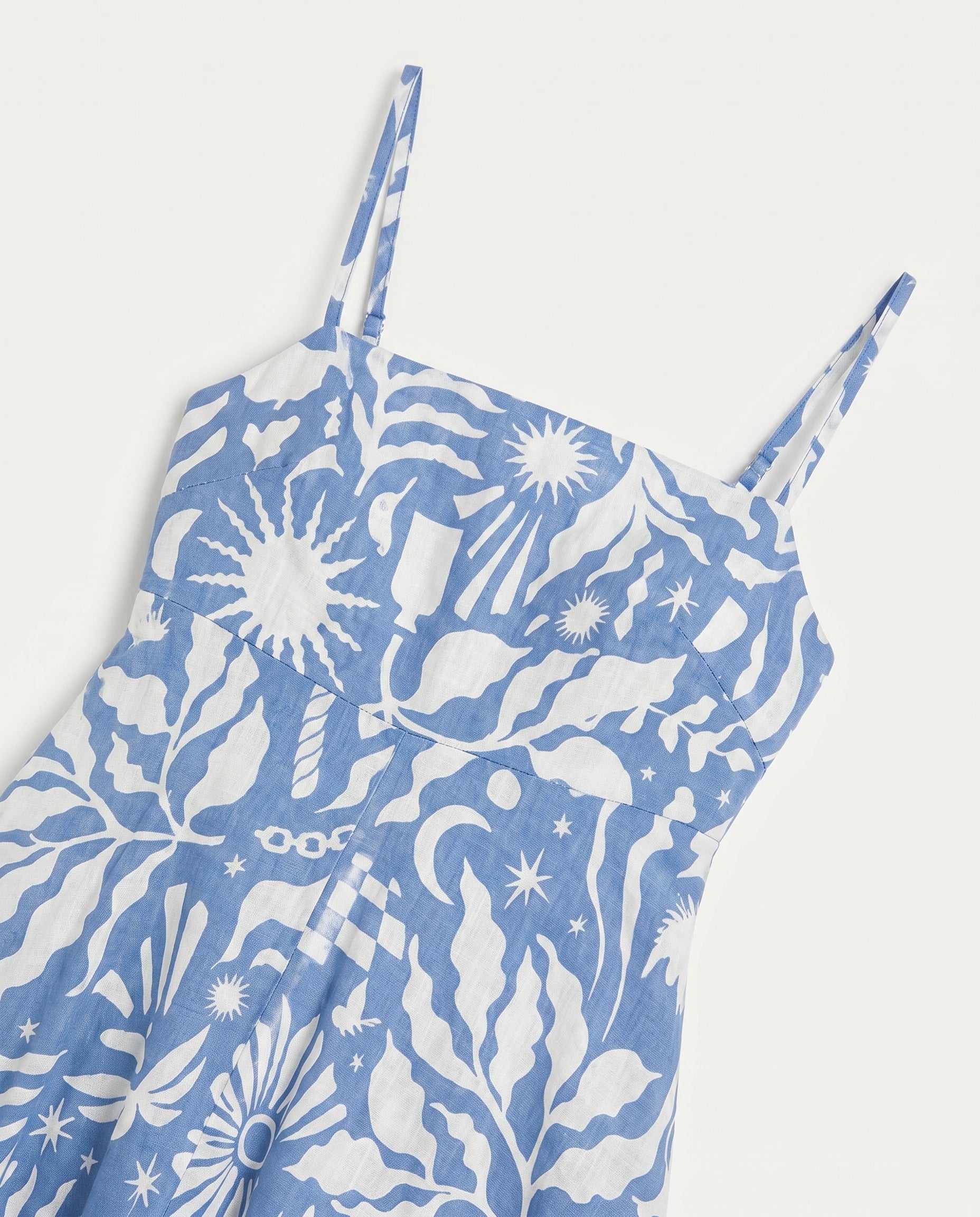 Palmetto Midi Dress Blue Cream