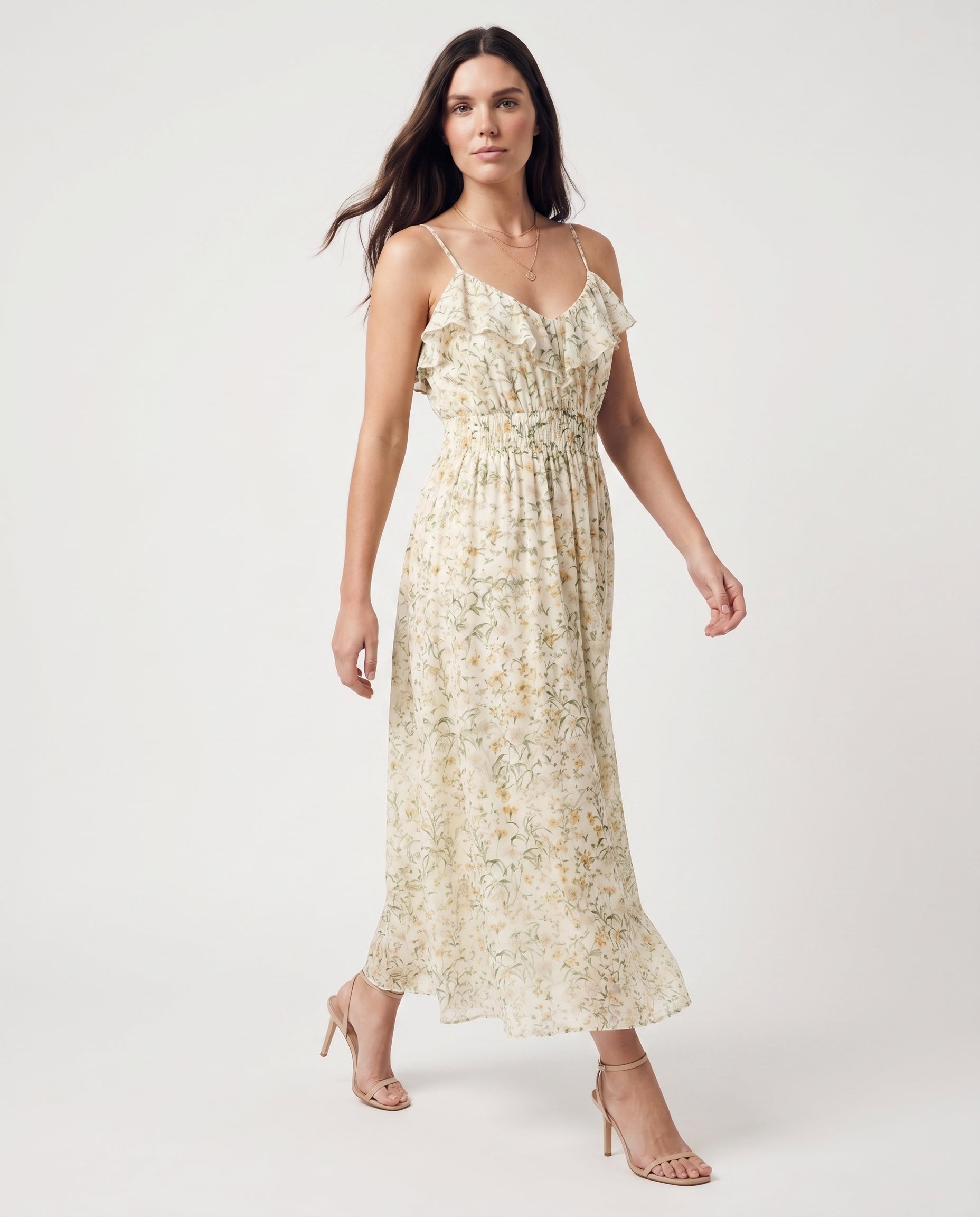 Sereia Floral Dress Ivory Green