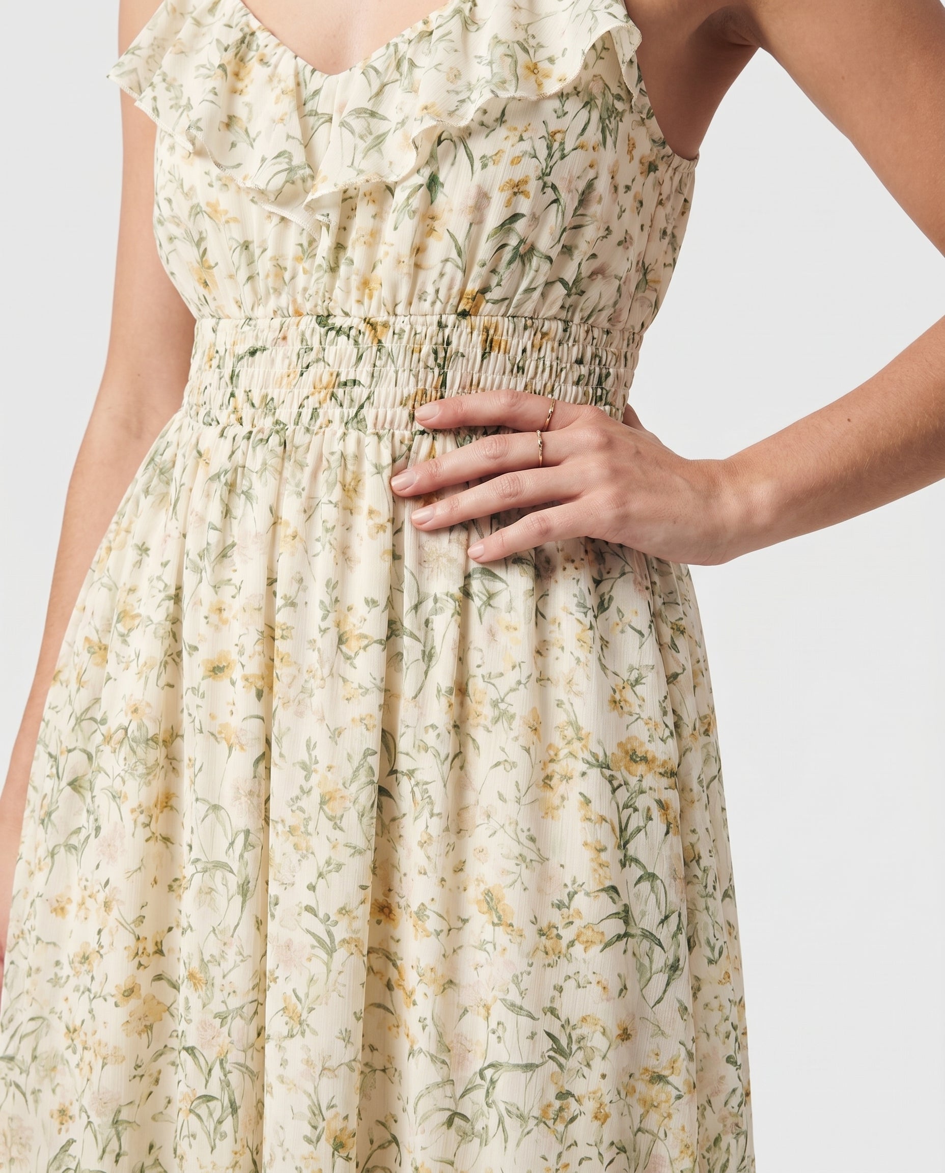 Sereia Floral Dress Ivory Green