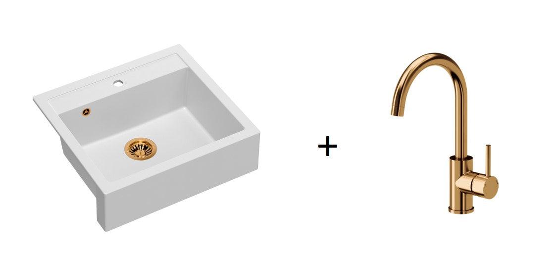 Quadron Bill 110 White, belfast granite sink - Olif