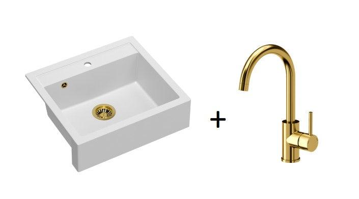 Quadron Bill 110 White, belfast granite sink