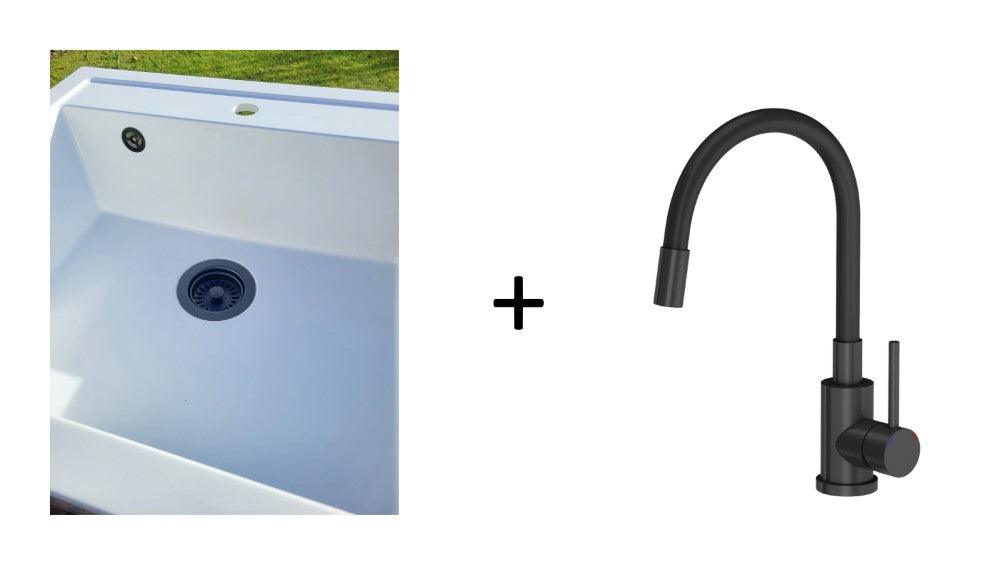 Quadron Bill 110 White, belfast granite sink - Olif