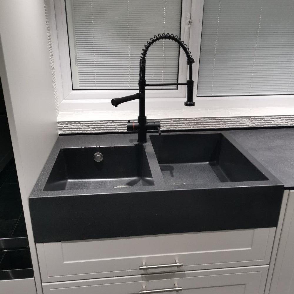 Quadron Bill 120 Black, belfast granite sink