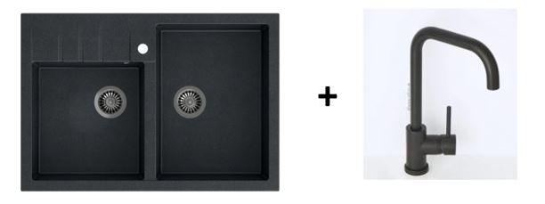 Quadron Bill 120 Black, belfast granite sink