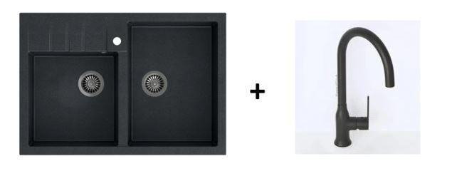 Quadron Bill 120 Black, belfast granite sink