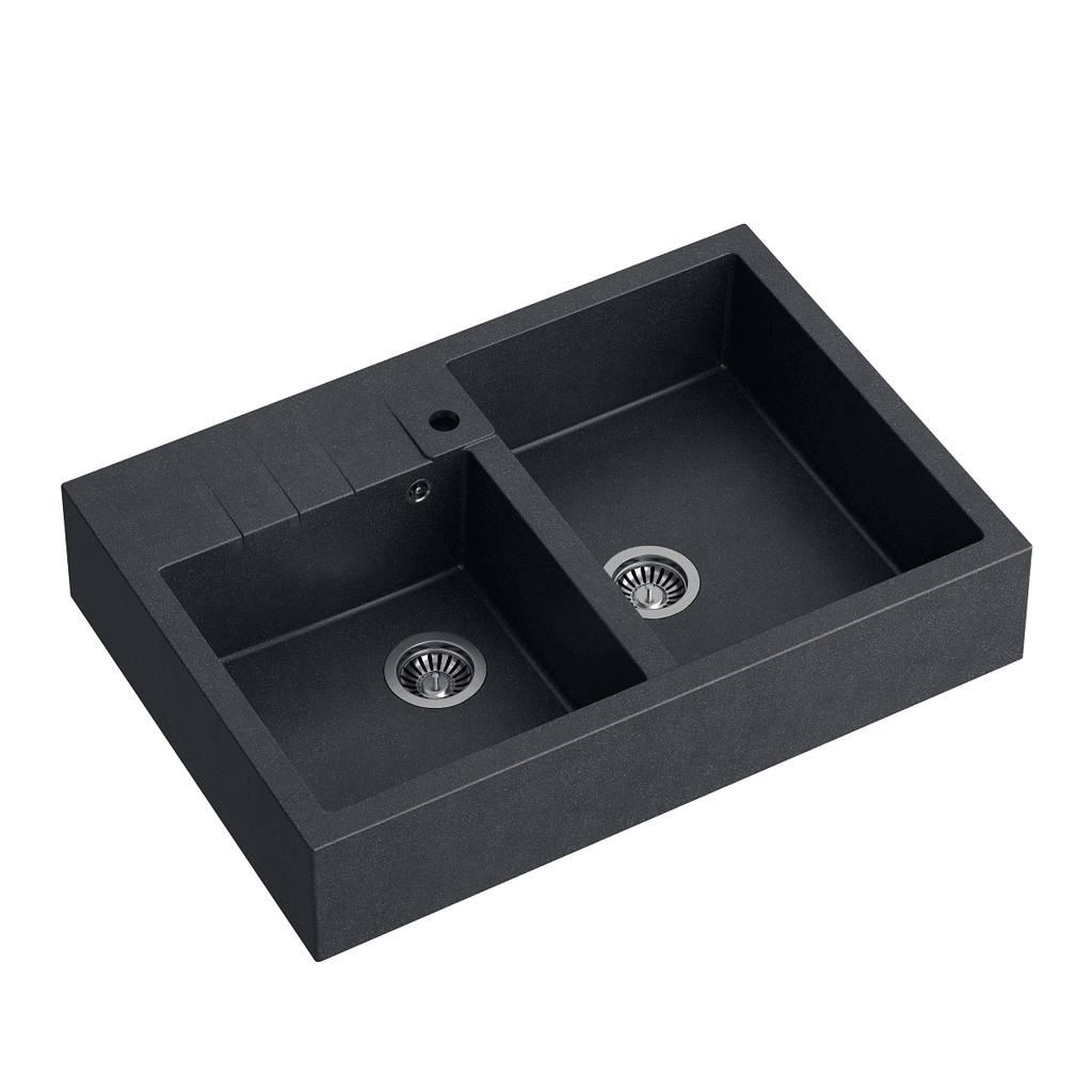 Quadron Bill 120 Black, belfast granite sink