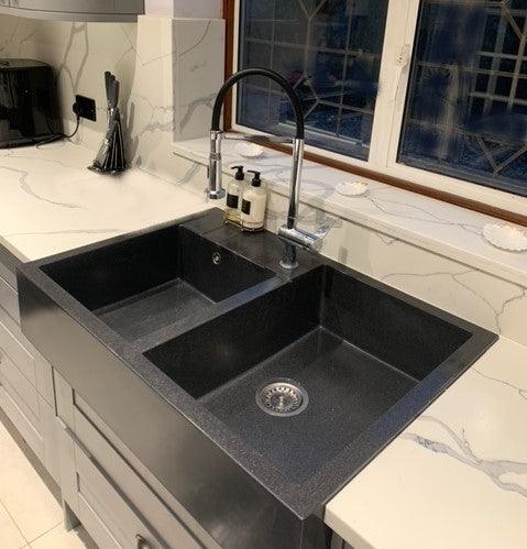 Quadron Bill 120 Black, belfast granite sink