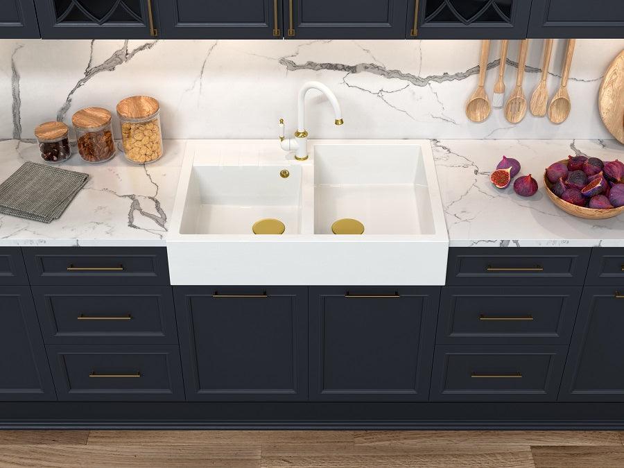 Quadron Bill 120 White, belfast granite sink, Mix and Match